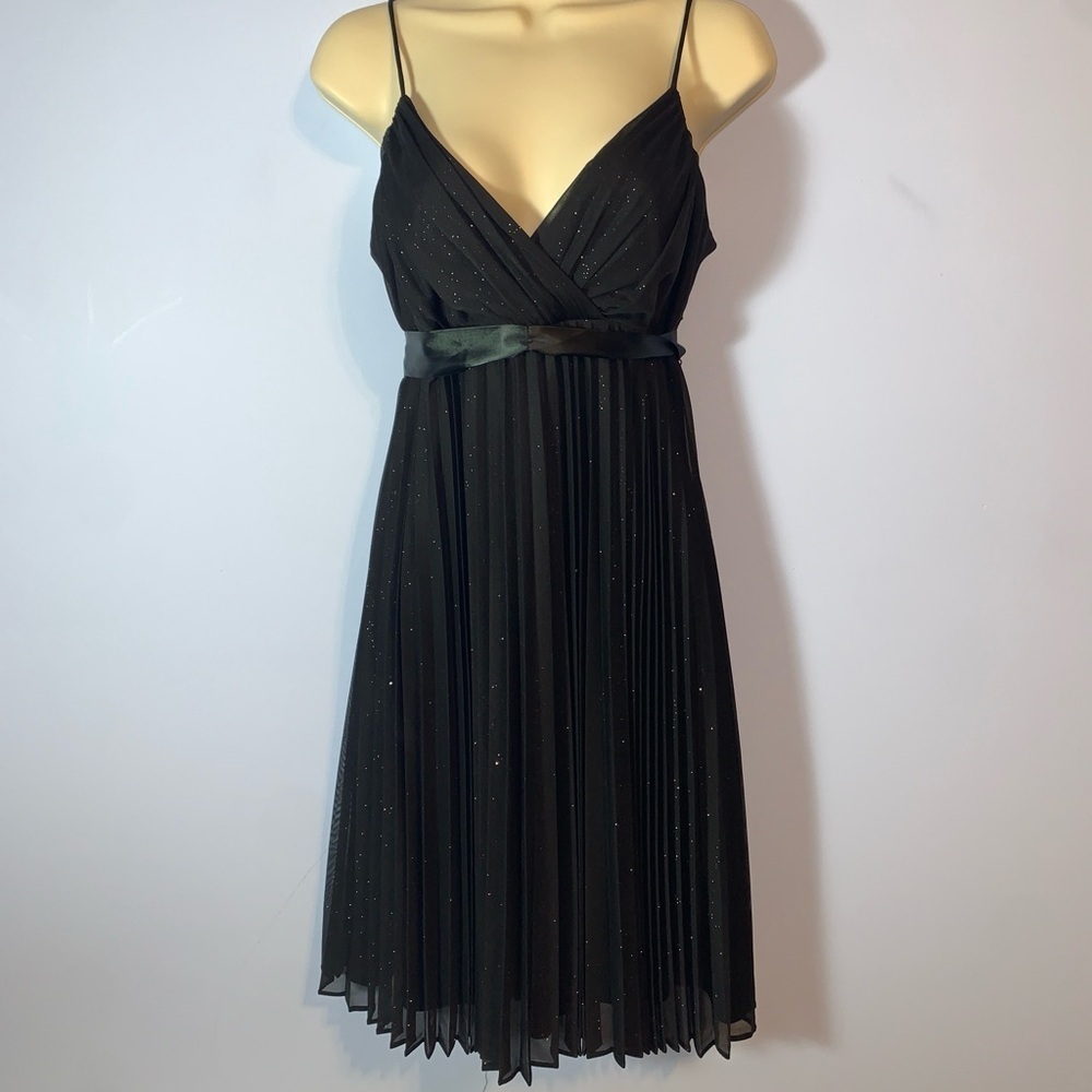 Jump apparel Black Pleated babydoll vintage Y2K sparkle glitter mini dress sz 8